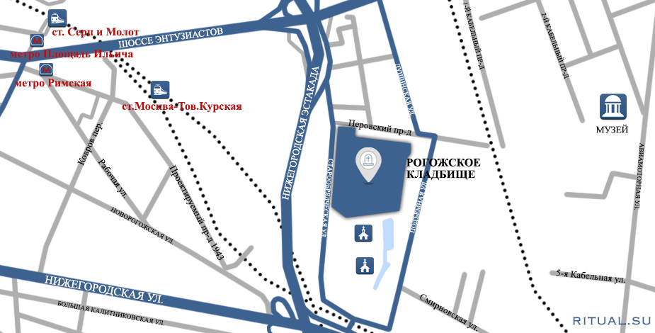 План рогожского кладбища москва