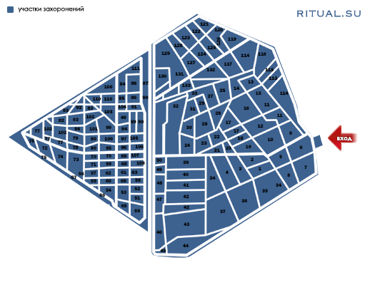 План востряковского кладбища с номерами