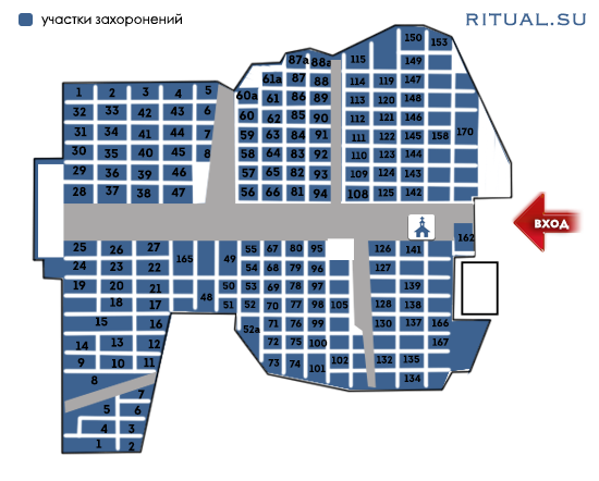 Карта митинского кладбища